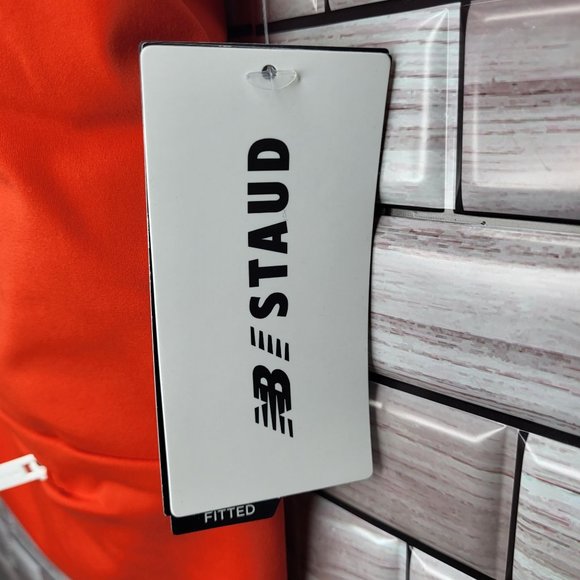 NWT New Balance STAUD Performance CROP TOP Large Red Pink Color Block Fitness - Picture 3 of 15